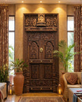 Radha Krishna Grand Teak Wood Carved Door – Luxury Entrance view 3