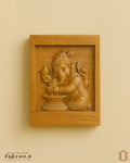 Baby Vinayagar Hugging Shiva Teak Wood Panel – Divine Love Carving view 1