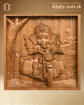 Vinayagar Riding Bike Teak Wood Carved Panel – Creative Art view 1