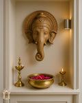 Vinayagar Teak Wood Wall Relief – Traditional Ganesha Carving view 2