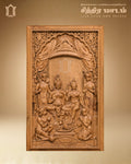 Ramar Pattabhishekam Teak Wood Wall Panel – Grand Coronation Scene view 1