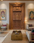 Radha Krishna Grand Teak Wood Carved Door – Luxury Entrance view 2