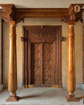 Sleek Teak Wood Carved Pillar – Elegant Architectural Element view 3