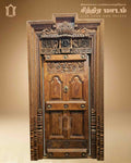 Single Teak Wood Carved Door with Frame – Traditional Design view 4