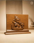 Baby Vinayagar on Boat Teak Wood Panel – Artistic Carving view 3