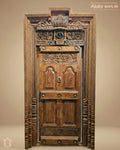 Single Teak Wood Carved Door with Frame – Traditional Design view 1