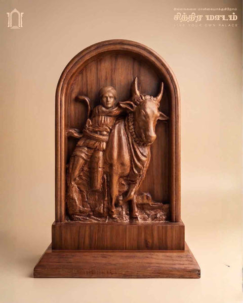 Traditional Jallikattu Teak Wood Table Top