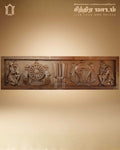 Vaishnava Sacred Symbol Teak Wood Panel – Traditional Religious Wall Art view 1