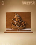 Baby Vinayagar on Boat Teak Wood Panel – Artistic Carving view 1