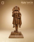 Standing Lord Murugan Teak Wood Sculpture Panel – Traditional Art view 1