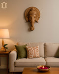 Vinayagar Teak Wood Wall Relief – Traditional Ganesha Carving view 3