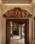 Shiva Parivar Teak Wood Wall Panel – Divine Family Artwork view 3