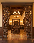 Majestic Yali Teak Wood Carved Pillar – Traditional Architectural Element view 3