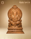 Intricately Carved Lord Ganesh Teak Wood Statue view 1