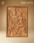 Shiva Parivar Teak Wood Wall Panel – Divine Family Carving view 1