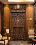 Radha Krishna Grand Teak Wood Carved Door – Luxury Entrance view 4
