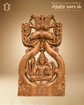 Meditierender Lord Shiva mit Kirtimukha-Teakholzpaneel – Heilige Kunst view 1