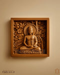 Buddha Under Bodhi Tree Teak Wood Carved Panel – Peaceful Spiritual Artwork view 1