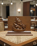 Baby Vinayagar on Boat Teak Wood Panel – Artistic Carving view 4