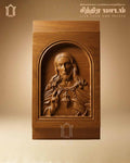 Blessing Jesus Small Teak Wood Panel – Compact Sacred Decor view 1